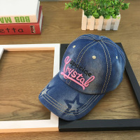 牛仔帽子女韩版潮帽青年棒球帽休闲百搭字母刺绣鸭舌帽户外遮阳帽 粉红色 牛仔五角星 可调节