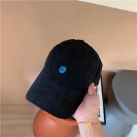 开启好心情~韩版元气可爱笑脸刺绣棒球帽子女秋季软顶休闲鸭舌帽 黑色 可调节