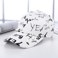 帽子女春夏韩版百搭显脸小时尚印花字母鸭舌帽潮牌时尚彩色棒球帽 白帽+黑字母 可调节