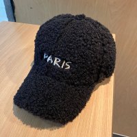 帽子女秋冬季羊羔毛棒球帽韩版休闲毛绒加厚保暖字母鸭舌帽学生潮 黑色 可调节