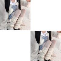 日系女袜蝴蝶结jk毛球袜套韩版百搭护膝靴套学生保暖Lolita堆堆袜 球球奶白+球球奶白(两双装) 均码