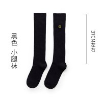 中筒长袜子女学生学院风半筒jk小腿袜中桶女童潮可爱日系夏天儿童 [皇冠]黑色 均码