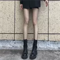辣妹JK渔网袜女开裆黑丝袜超薄款蕾丝情趣黑色ins潮性感连裤袜子 两面* 中网 均码