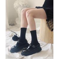 半截丝袜ins网红小腿中筒袜天鹅绒百搭jk黑白中筒过膝袜学生短袜 黑色 20cm左右短袜