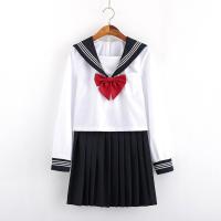 正统软妹jk制服裙日本关西襟三本水手服学院风毕业班服校服套装女 长袖上衣+短裙[送领结+袜子] S