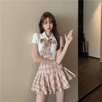 校园风学生装jk制服衬衫女装学生学院风上衣女短裙百褶两件套裙装 半身裙 均码