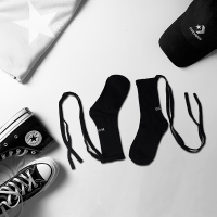 袜子女短筒袜春夏纯棉黑色jk系带绑绳日系交叉绑带小腿袜女ins潮 黑色系带短袜 均码
