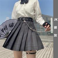 碳灰jk格裙制服裙正统学生格裙百褶裙学院风短裙半身裙女日系百搭 碳灰格裙+领结+衬衫[长袖] XS