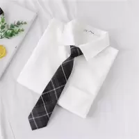 衬衫女长袖2021年新款JK制服领结领带学生灯芯绒衬衣打底上衣方领 白衬衫+深灰格领带 S