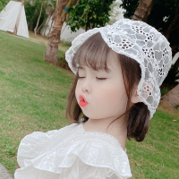女宝宝网红帽子2021女童春装新款小童蕾丝帽子渔夫帽 白色帽子 0-4岁 50cm