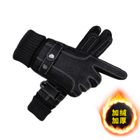 真皮手套男士冬天骑行加绒加厚骑摩托车男冬季保暖防寒猪皮 款式二 均码