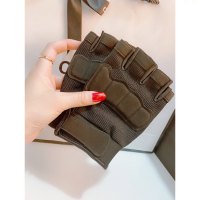 半指战术手套女男户外运动健身骑行防滑耐磨器械训练瑜伽单车撸铁 黑色 M