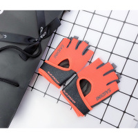 半指健身手套女器械训练夏防滑耐磨运动感单车护腕瑜伽骑行手套薄 桔色 S