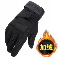 特种兵战术手套全指户外登山运动男骑行防滑夏健身训练摩托车手套 全指-黑色[触屏加绒款]无赠品 M