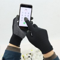 防滑手套男女五指薄款透气点胶耐磨登山运动司机开车情侣骑行纯棉 黑色(触屏款) 均码