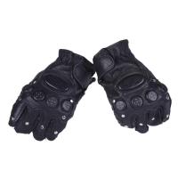 男士真皮半指手套秋冬户外战术铆钉健身表演哈雷露指骑行 羊皮哈雷均码