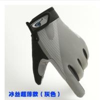 手套男骑行 春夏季运动登山全指山地车触屏薄款户外防滑骑车手套 冰丝长指灰色 M