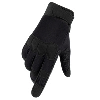 战术手套登山半指特种兵男士春夏季户外骑行健身透气迷彩全指手套 黑色一双 M