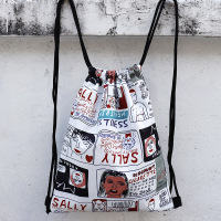 个性创意双肩抽绳防水布轻便料骑自行车户外房运动男女 个性杂志0*0