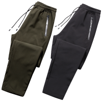 户外速干裤男春夏季薄款弹力运动休闲冲锋裤轻薄款冰丝登山长裤啊 男 春秋款 黑色+军色 M