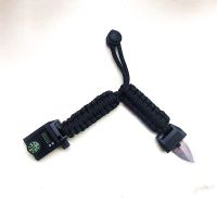 野外求生伞绳手链环编织手环特种兵战术防身战狼2户外救生存装备 7合1带电子表款黑色[可调节大小]