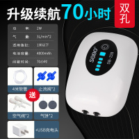 充电式增氧泵养鱼两用便携式氧气泵钓鱼专用小型增氧机户外可移动 长续航版70小时 双孔 气饼套餐 + 充电头