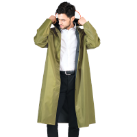 帆布雨衣成人连体长款全身军黄加厚男女户外劳保风雨衣雨披 双帽檐 XXL