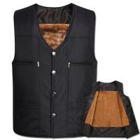 8口袋 马甲男户外秋冬宽松加绒加厚马夹爸爸装坎肩外套新款中老年 加绒光面4口袋 小号(建议110-130斤)