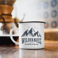 复古旅行珐琅户外搪瓷杯北欧英文马克杯茶水杯野餐露营咖啡杯ins wilderness2 350ml