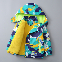 儿童秋冬加厚男童棉衣中小童男孩子冬季加绒加棉户外冲锋衣外套 绿色【凹凸曼加绒加棉冲锋衣】 100cm