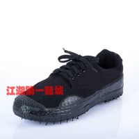 低帮黑色3527军训防滑男女式登山帆布鞋工地户外耐磨作训鞋 黑色 34码 原版解放鞋