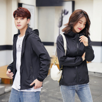 春秋情侣新款短外套户外冲锋衣男女胖mm加肥加大码上衣夹克登山服 黑色 M 80-105斤