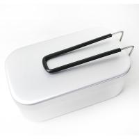 户外复古带盖带把手套加厚氧化铝野营套碗日式旅行便当盒 银无边无刻度 1.58升 大饭盒