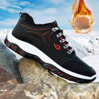 男士户外登山鞋2021春季男鞋子休闲运动鞋防滑防水徒步单鞋低帮鞋 (加棉款)J09-2黑色 39