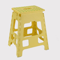 塑胶凳子大号折叠高凳成人家用餐桌椅便携式户外加厚手提板凳45高 黄色 45高受重300斤