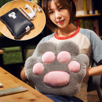 卡通暖手抱枕被子两用女生办公室午睡枕头神器手捂插手学生可爱 浅灰色暖手+充电热水袋 暖手抱枕40*35*15cm+充电热