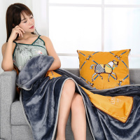 披肩抱枕毯两用二合一多功能车载靠垫被子沙发办公室靠背午睡神器 奢华仕黄-LN 45*45cm毯子150*200cm普通款