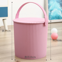 家用手提水桶塑料桶加厚带盖可坐钓鱼桶收纳桶学生宿舍洗澡洗衣桶 樱花粉