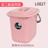 带盖塑料水桶家用长方形手提水桶塑料桶泡脚水桶洗车桶大号储水桶 L0827粉色26L