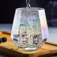 彩虹玻璃杯高颜值炫彩描金水杯ins网红七彩梦幻金边杯子家用 六角炫彩()