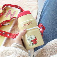 史努比卡通保温杯少女心ins风可爱水杯儿童学生简约便携小巧杯子 史努比牛奶杯-白-300ml