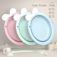 2个装3新生婴儿童用品可折叠洗脸盆洗屁股卡通可爱PP用宝宝小盆子 粉色+蓝色+绿色