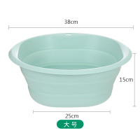 日本可折叠盆便携式旅行婴儿童家用旅游厨房洗菜盆硅胶塑料洗脸盆 大号橄榄绿