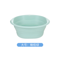 户外便携式可折叠盆旅行宝宝伸缩盆洗脸盆大小号压缩盆车载用水盆 橄榄绿大号