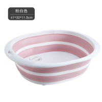 折叠洗菜盆菜板多功能家用塑料两用砧板案板水果蔬菜脸盆厨房沥水 粉白折叠菜盆