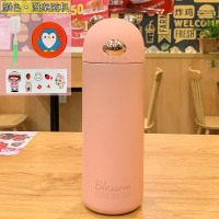 水杯保温杯女便携少女清新潮流可爱创意简约个性儿童森系ins杯子 大号400ml珊瑚橘+杯刷+杯垫+贴纸