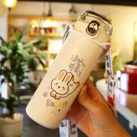 儿童保温水杯少女心ins可爱小学生简约高中初中便携日系小巧直饮 越努力-450ml(送背带)