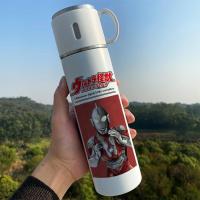 奥特曼超人保温杯趣味怪兽304不锈钢水杯子儿童学生便携带杯盖子 480ml盖可当杯XA181奥特曼