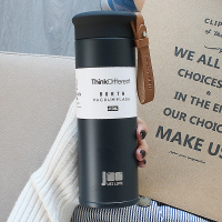 简约文艺保温杯女士ins原宿风学生水杯便携清新森系创意潮流杯子 博思-墨蓝-450ml-内置茶隔