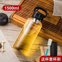 玻璃杯超大容量水杯男女士过滤带盖泡茶杯便携茶水分离杯子1000ml 黑色1500ml（送黑色防烫杯套+茶水分离款）